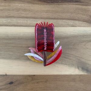 Erstwilder Burgundy Brush Brooch flower Pin NWOT